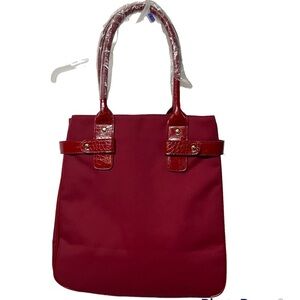 Estée Lauder Tote Bag New  Gold accent  hardwares Vinyl Stunning Red